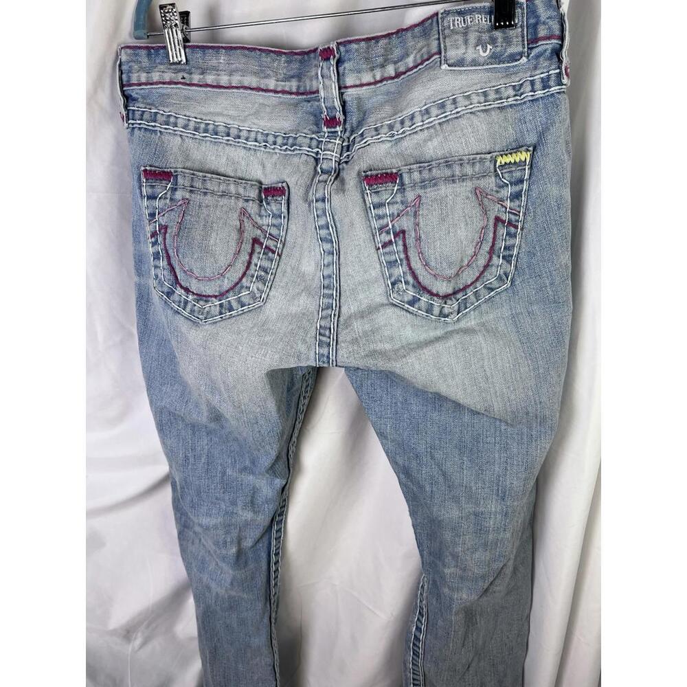 True Religion Women's Jeans 28 X 30 Contrast Stitching EUC Distressed Boot Cut - Picture 7 of 9
